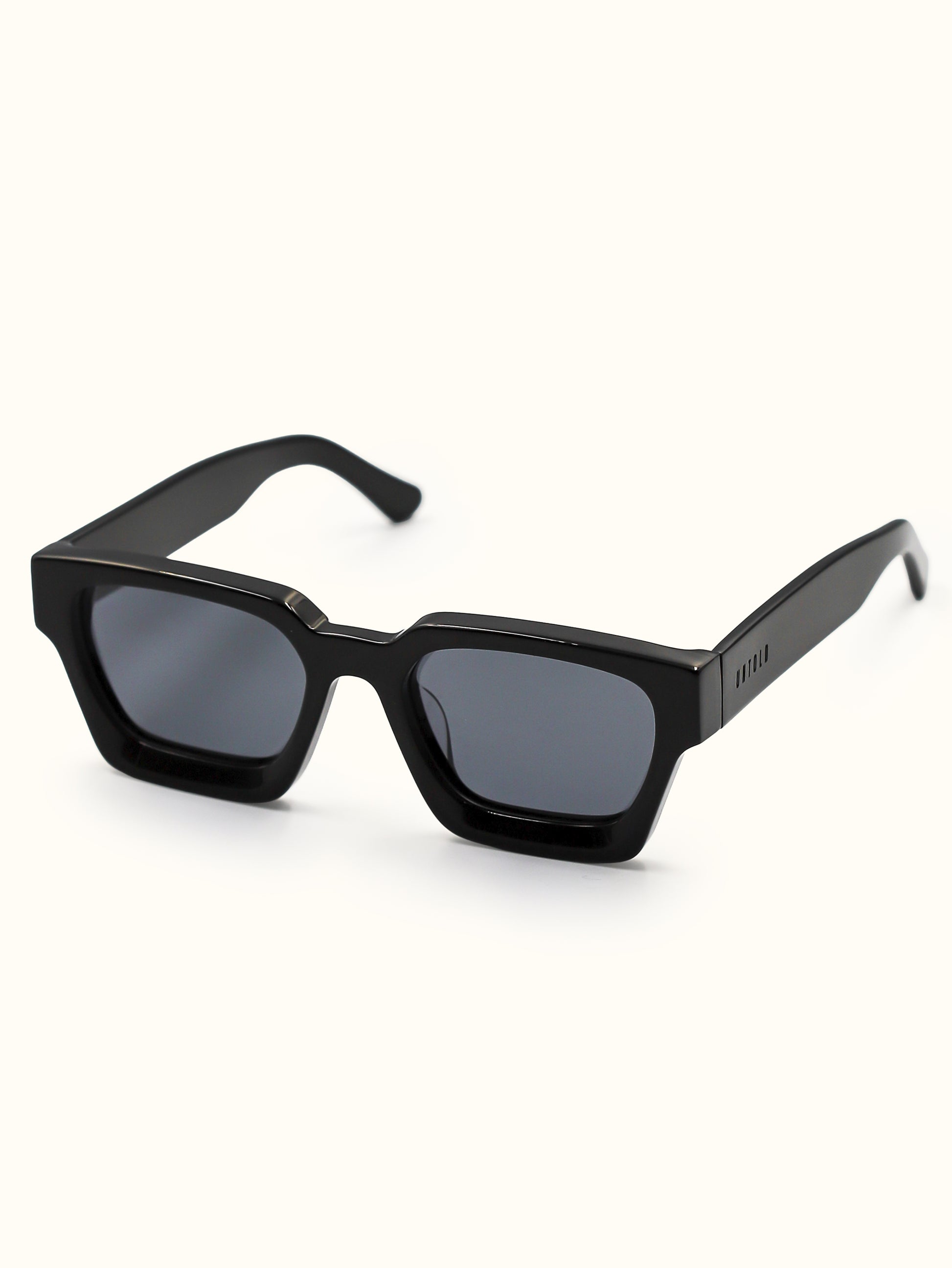 Black sunglasses with a white background
