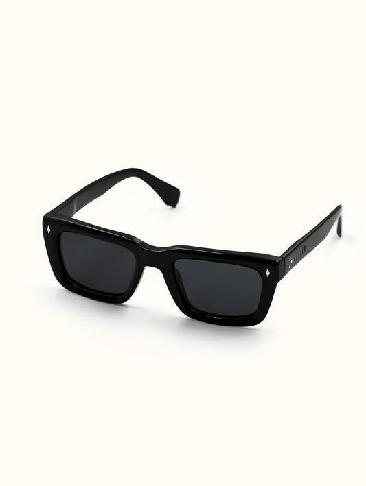 Black sunglasses on a white background