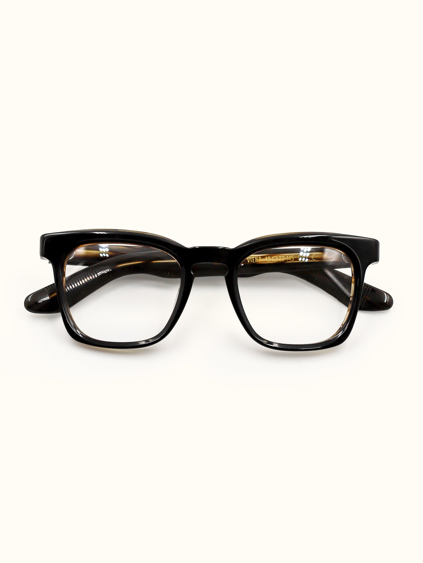 Black eyeglasses on a white background