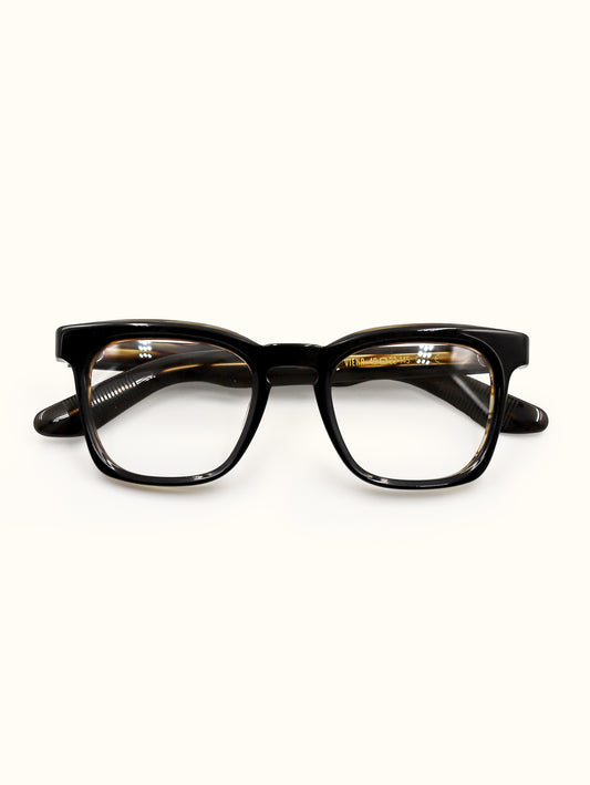 Black eyeglasses on a white background