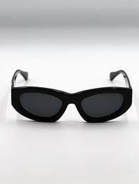 Thumbnail for Black sunglasses with dark lenses on a light gray background