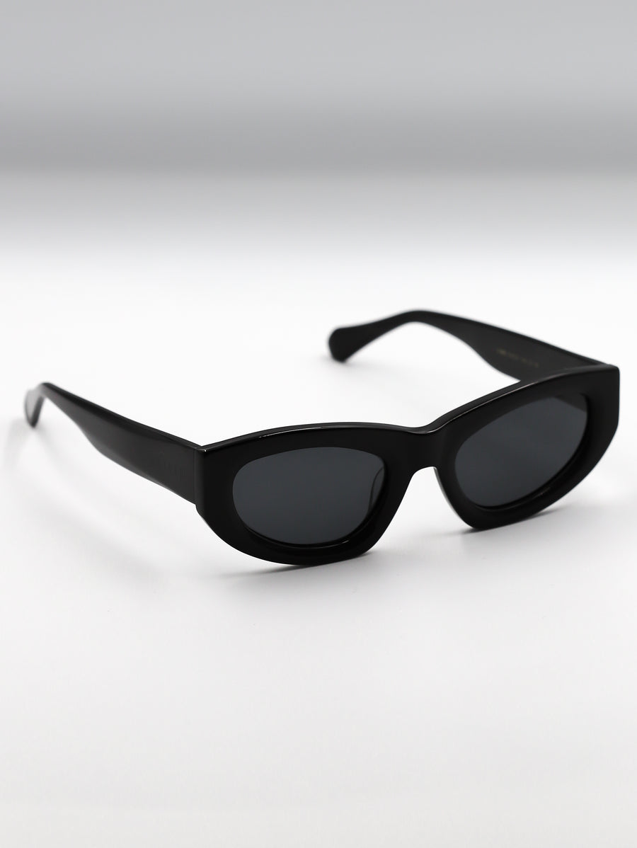 Black sunglasses on a white background