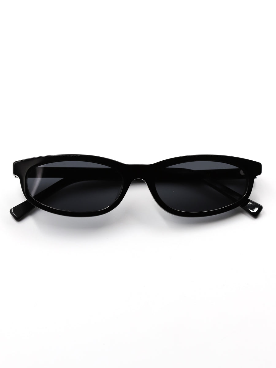 Black cat-eye sunglasses on a white background