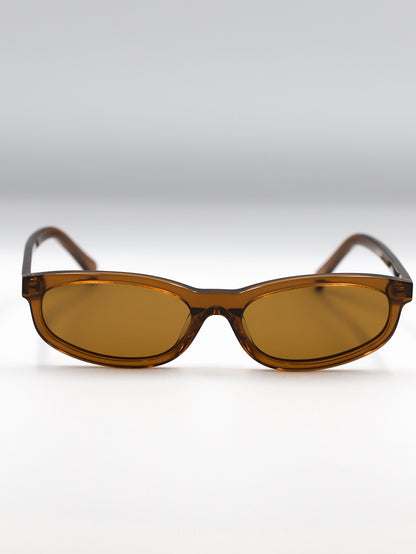Brown sunglasses with a gradient effect on a white background