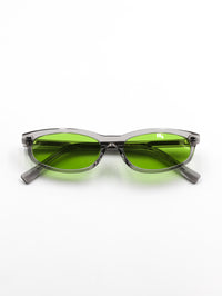 Thumbnail for Sunglasses with green lenses and gray frames on a white background