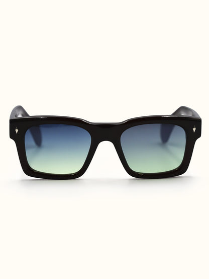 Black sunglasses with gradient lenses on a white background