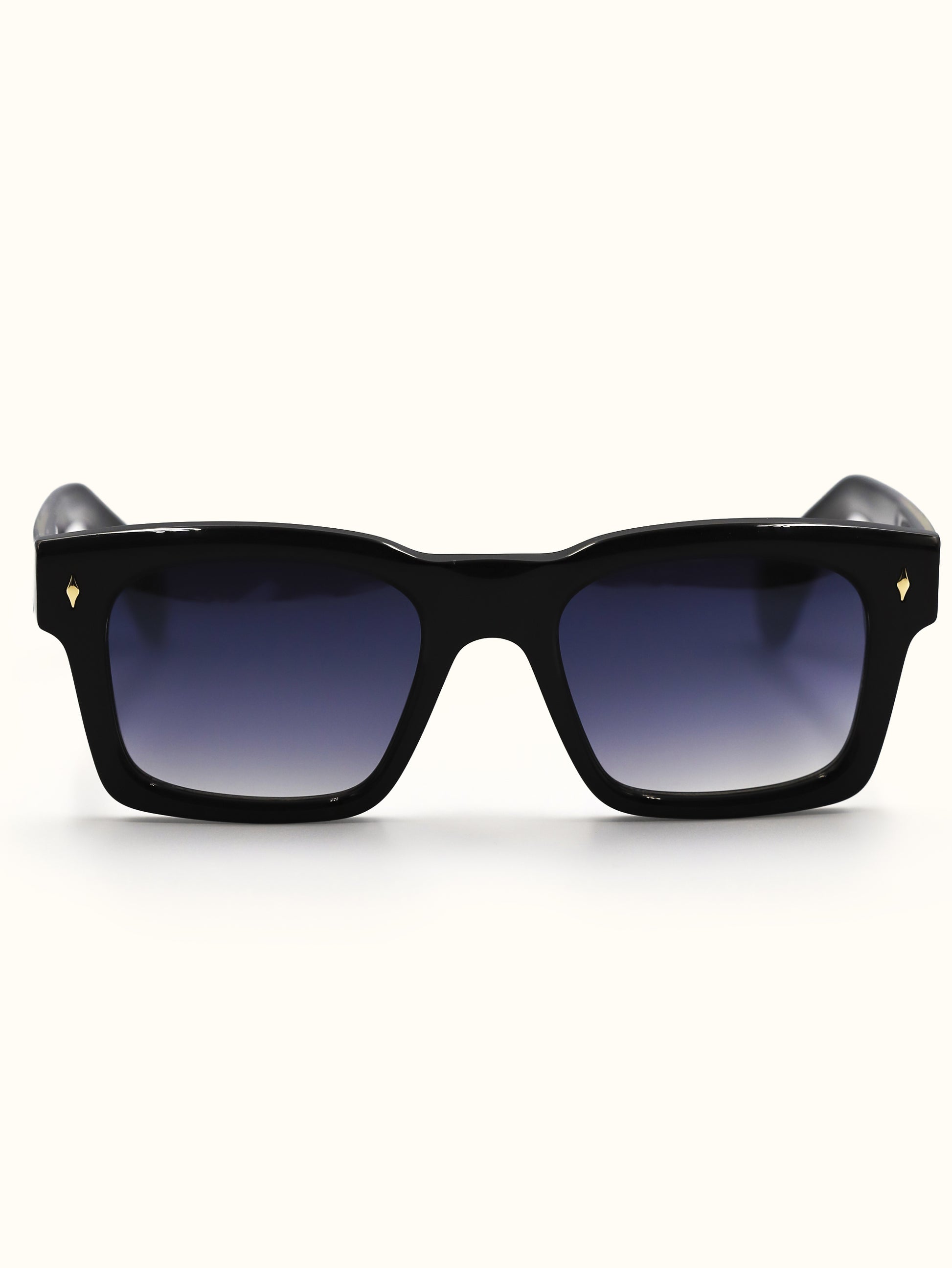 Black sunglasses with gradient lenses on a white background