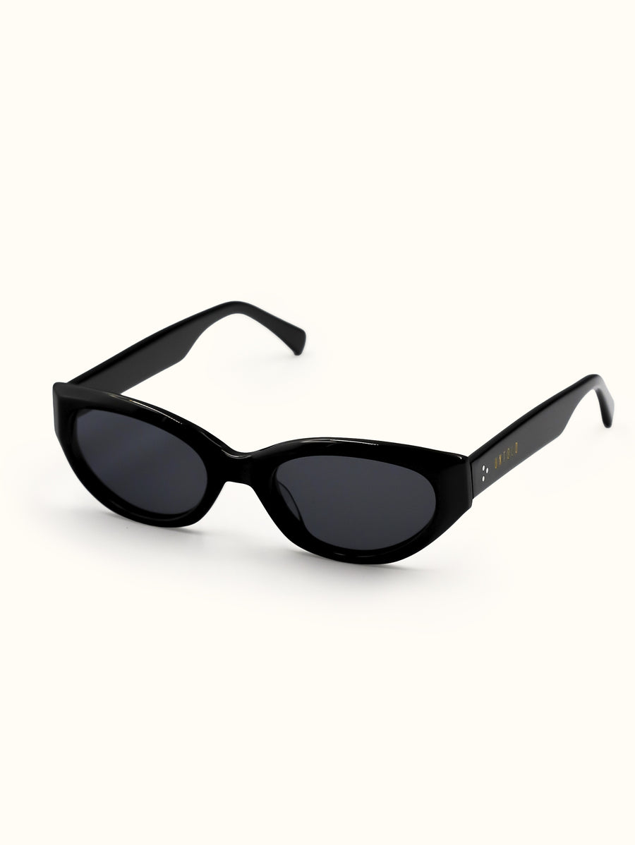 Black sunglasses on a white background