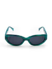 Thumbnail for Green sunglasses with dark lenses on a white background